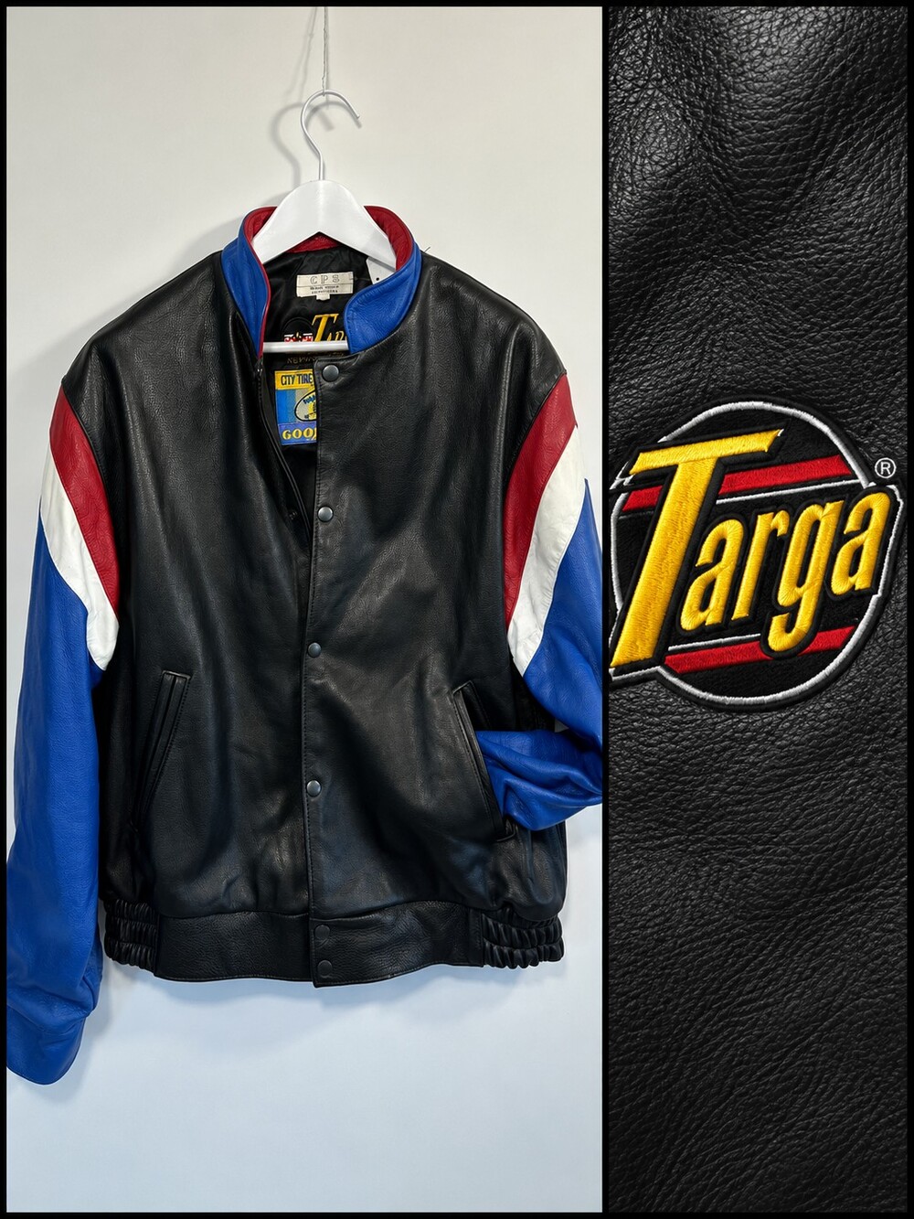 Vintage Targa Newfoundland Goodyear Leather Racing Bomber Jacket Men’s Large